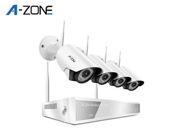 Cina Night Vision Wireless CCTV Camera Kit 4CH, Wireless Ip Camera System Dengan nvr pemasok